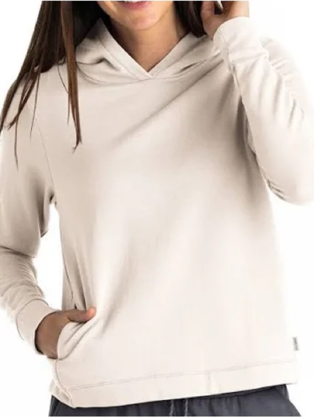 Free Fly Bamboo Lightweight Fleece  Pocket Hoodie Women’s Small Cream